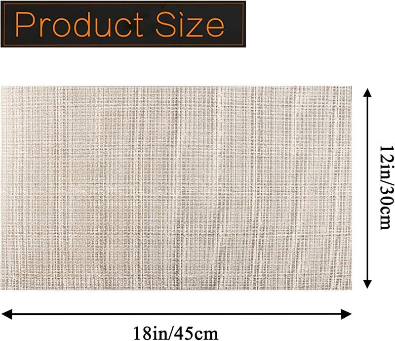 pigchcy Beige Placemats Set of 4 Vinyl PVC Durable Place Mats for Dining Table,Heat Resistant Non-Slip Woven Tabel Mats (18x12 inches, Beige) - Image 2