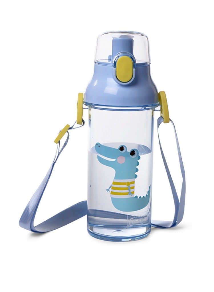 Fissman زجاجة مياه للأطفال خالية من مادة BPA وغير سامة، زجاجة عصير بلاستيكية محلية الصنع، حليب، مشروبات الشوكولاتة الباردة مع غطاء قابل للطي مانع للتسرب 450 مل - Image 3