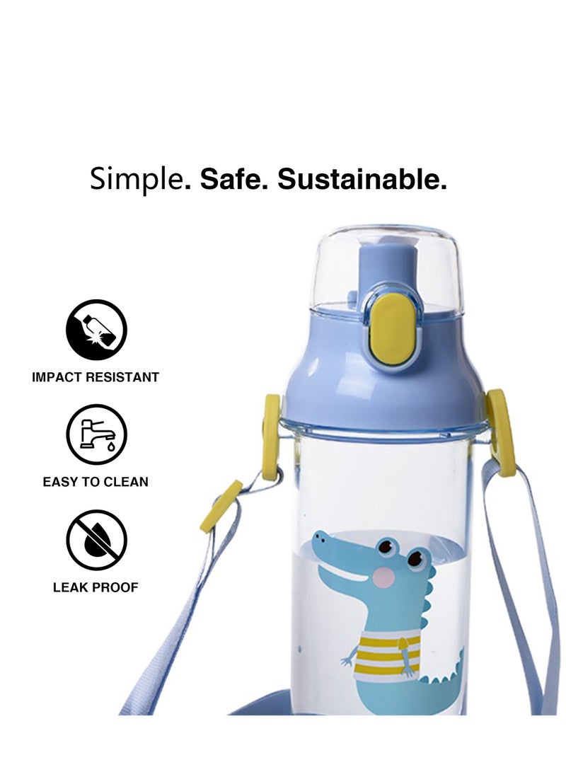 Fissman زجاجة مياه للأطفال خالية من مادة BPA وغير سامة، زجاجة عصير بلاستيكية محلية الصنع، حليب، مشروبات الشوكولاتة الباردة مع غطاء قابل للطي مانع للتسرب 450 مل - Image 4