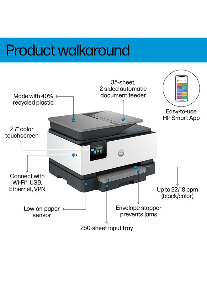 HP طابعة أوفيس جيت برو 9120 الكل في واحد (4V2M9C) - Image 3