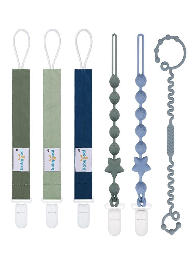 babygoal Pacifier Clip Set of 6, Silicone Pacifier Clips and Toy Strap fits All Pacifiers, Binkies and Toys- Ideal Baby Boy and Girl Gift-Neutral Color 6PSGJ05 - Image 1