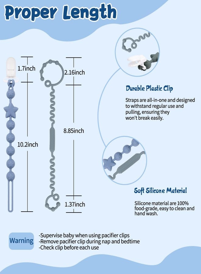 babygoal Pacifier Clip Set of 6, Silicone Pacifier Clips and Toy Strap fits All Pacifiers, Binkies and Toys- Ideal Baby Boy and Girl Gift-Neutral Color 6PSGJ05 - Image 4