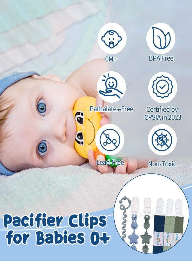 babygoal Pacifier Clip Set of 6, Silicone Pacifier Clips and Toy Strap fits All Pacifiers, Binkies and Toys- Ideal Baby Boy and Girl Gift-Neutral Color 6PSGJ05 - Image 2