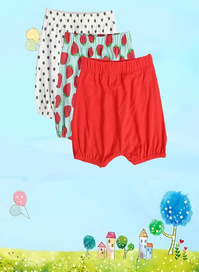 miniklub Baby Elastic Knitted Cotton Multi Color Printed Short, Pack Of 3 (New Born) - Image 2