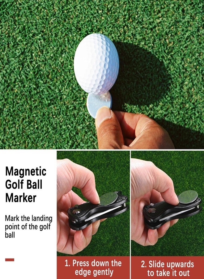 TIXIPEM Golf Divot Repair Tool- Switch Foldable Divot Tool Rack with Magnetic Ball Marker & Open Button Use for Golf Accessories & Gifts - [Orange] Green Fork Tines - Image 5