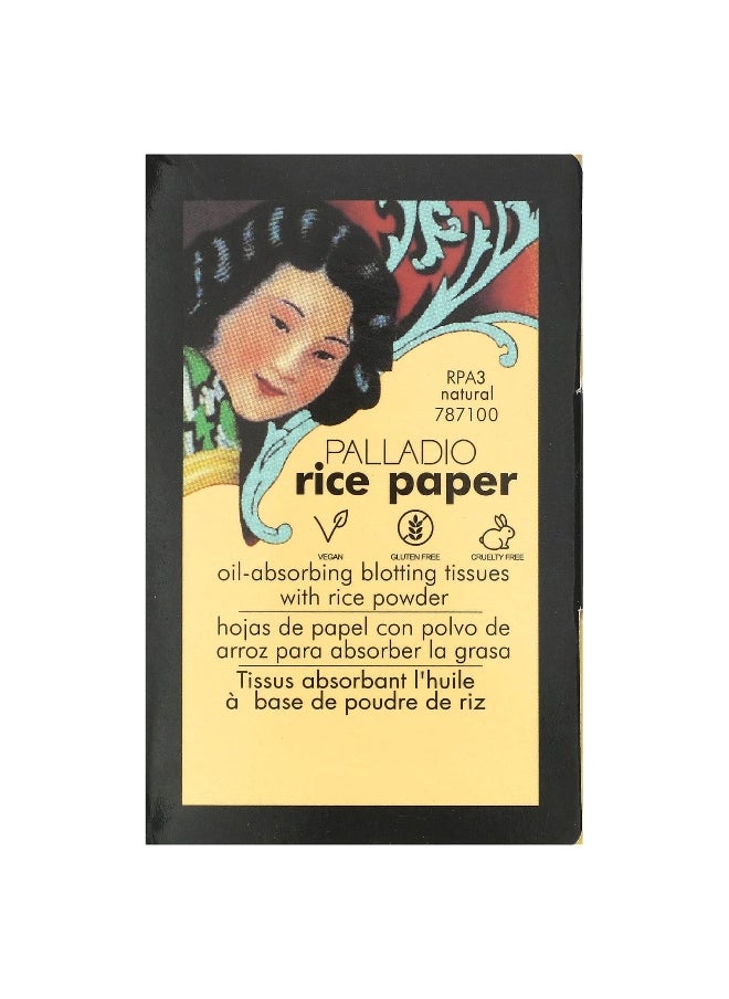 PALLADIO Palladio, Rice Paper, Oil-Absorbing Blotting Tissues, Natural RPA3, 40 Tissues  - Image 1