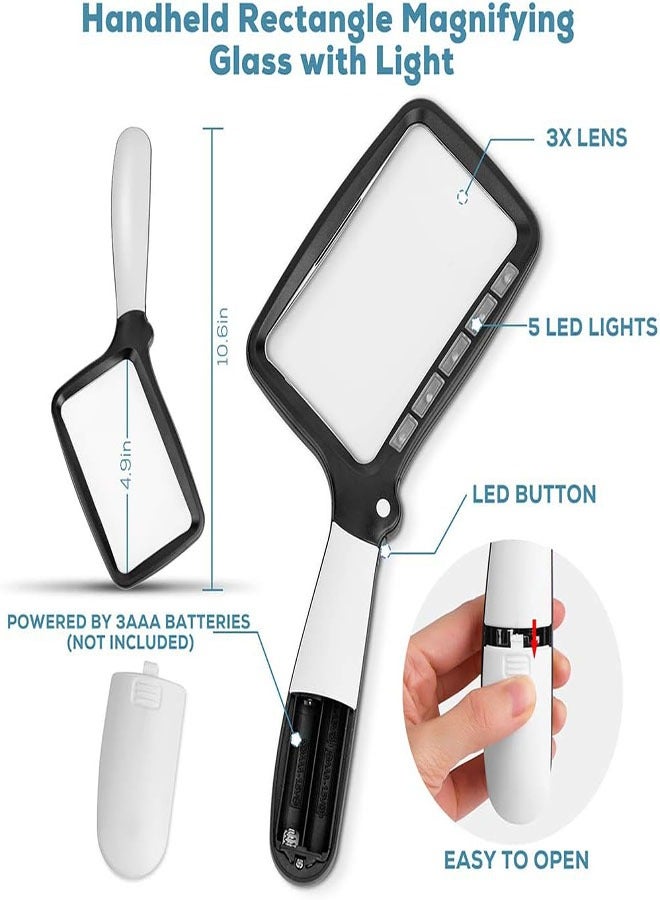 yumee Magnifying Glass, Handheld Magnifying Glass with 3X Lens & Adjustable LED, Portable Foldable Design for Seniors Reading, Inspection, Jewelry & More - Image 4