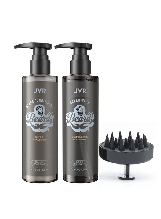 JVR Beard Wash And Beard Conditioner For Men Beard Shampoo Cleanse And Reduces Frizz Soften & Strengthens Organic With Coconut Aloe Provides Shine For Dry & Coarse Beards Beard Care (6.7Oz) - Image 1