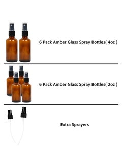 12 Pack Empty Amber Glass Spray Bottles 6 Pack 4 Ounce And 6 Pack 2 Ounce Refillable Containers For Essential Oils Cleaning Products Durable Black Trigger Sprayer Fine Mist And Stream - pzsku/ZA80B59CF1A1513A58EE5Z/45/_/1707976606/55eac1d7-daf9-4282-8298-670720c06ef0