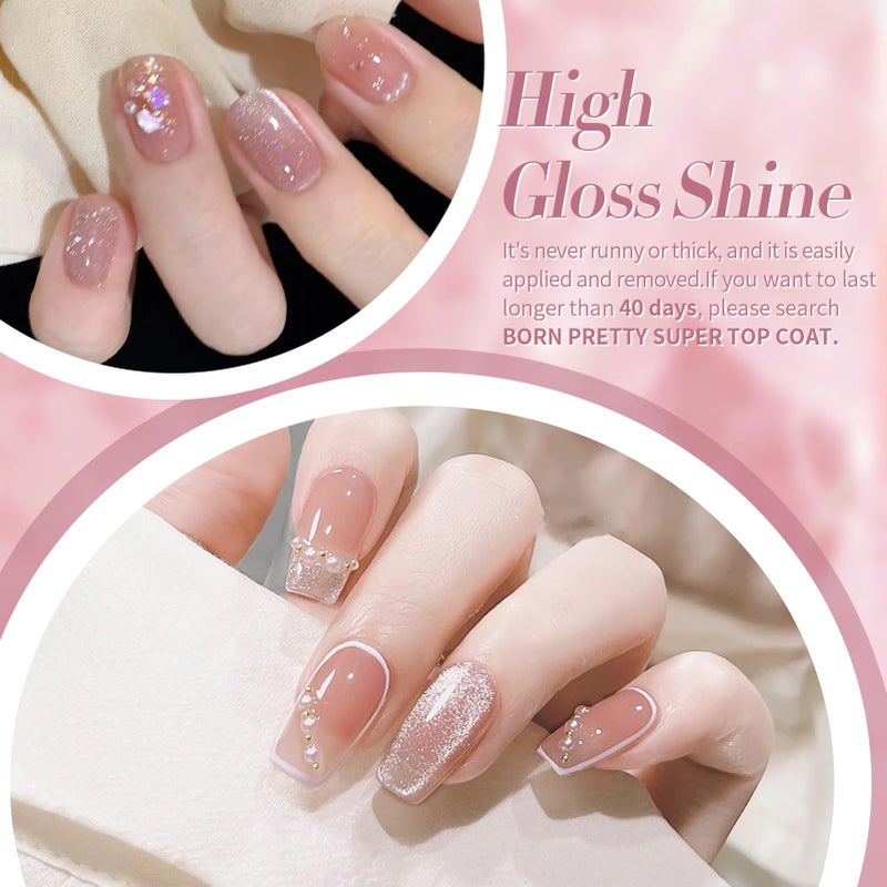 Born Pretty Cat Magnetic Eye Gel Nail Polish Jelly Pink Moonlight Crystal Glass Cat Magnetic Shimmer Glitter Holographic Nail Polish Salon Gel Manicure and Nail Art DIY at Home 7ML 6PCS - Image 3