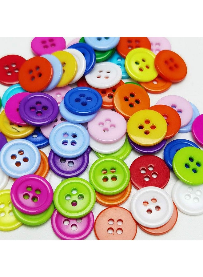 شينكو كرافت مزيج اللون البلاستيك الراتنج دائرة كبيرة زر 4 ثقوب DIY بها بنفسك الخياطة الحرفية 3/4 "(20 مللي متر) 100 قطعة (مزيج 3/4"(20 مللي متر)) - Image 2
