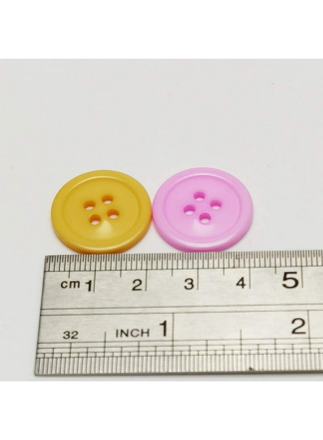 شينكو كرافت مزيج اللون البلاستيك الراتنج دائرة كبيرة زر 4 ثقوب DIY بها بنفسك الخياطة الحرفية 3/4 "(20 مللي متر) 100 قطعة (مزيج 3/4"(20 مللي متر)) - Image 3