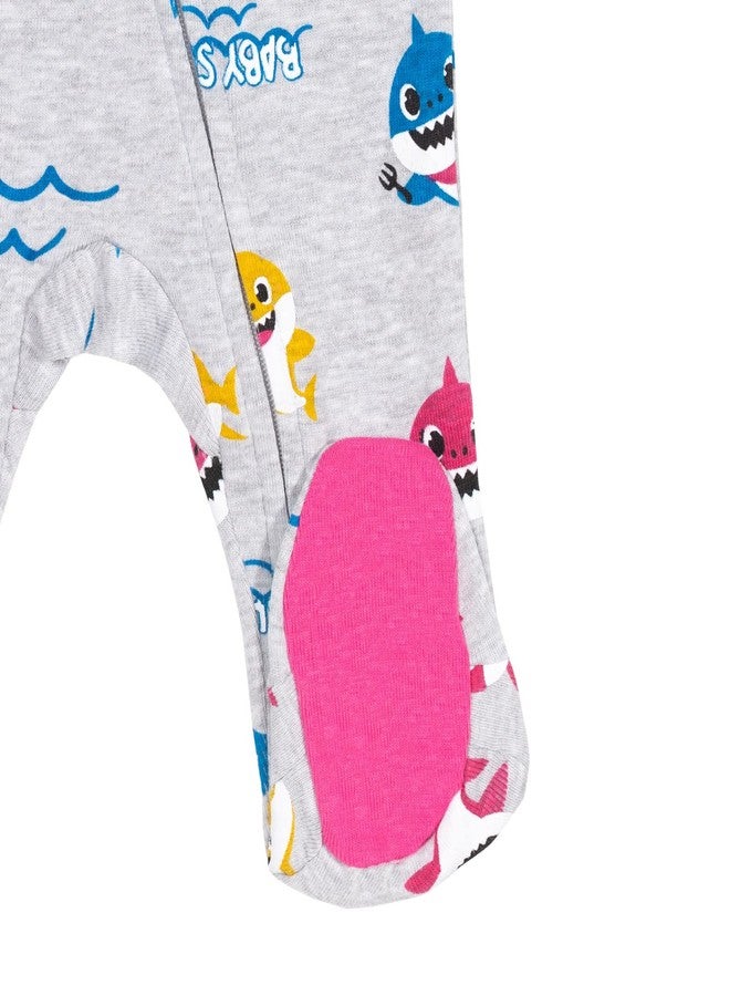 Pinkfong Baby Shark Infant Baby Girls 2 Pack Zip Up Sleep N' Play Coveralls Pink/Gray 24 Months - Image 4