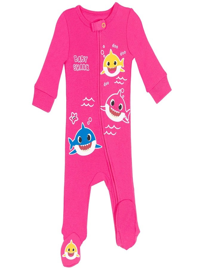 Pinkfong Baby Shark Infant Baby Girls 2 Pack Zip Up Sleep N' Play Coveralls Pink/Gray 24 Months - Image 5