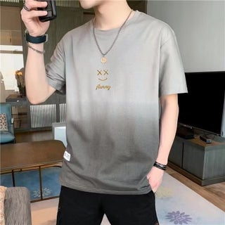 Short-sleeved T-shirt Mens Summer Trendy Brand Gradient Smiley Face Summer Half-sleeved All-match T-shirt Mens Thin Summer Clothing 064 Grey apricot - pzsku/ZA80B68A06277D21586B7Z/45/1750436140/d72a70dd-0f4c-428d-b075-54aae7404449