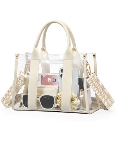 BS-VOG Clear Tote Bags for Women, Clear Bag for Stadium Events with Adjustable Straps, Handbag Purse for Sports Concert Work - Image 1