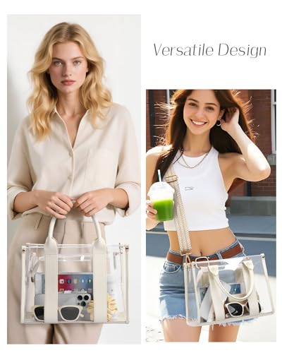 BS-VOG Clear Tote Bags for Women, Clear Bag for Stadium Events with Adjustable Straps, Handbag Purse for Sports Concert Work - Image 2