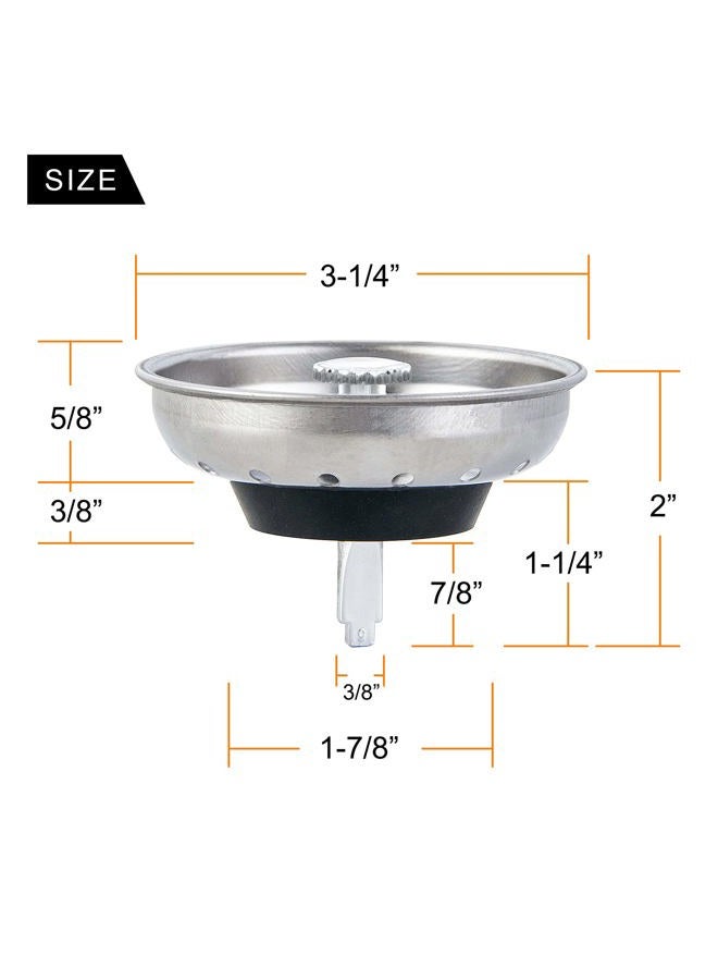 CORNERJOY 2 PCS Kitchen Sink Strainer and Stopper Combo Basket Replacement for Standard 3-1/2 inch Drain,Stainless Steel Basket with Rubber Stopper Bottom - Image 2