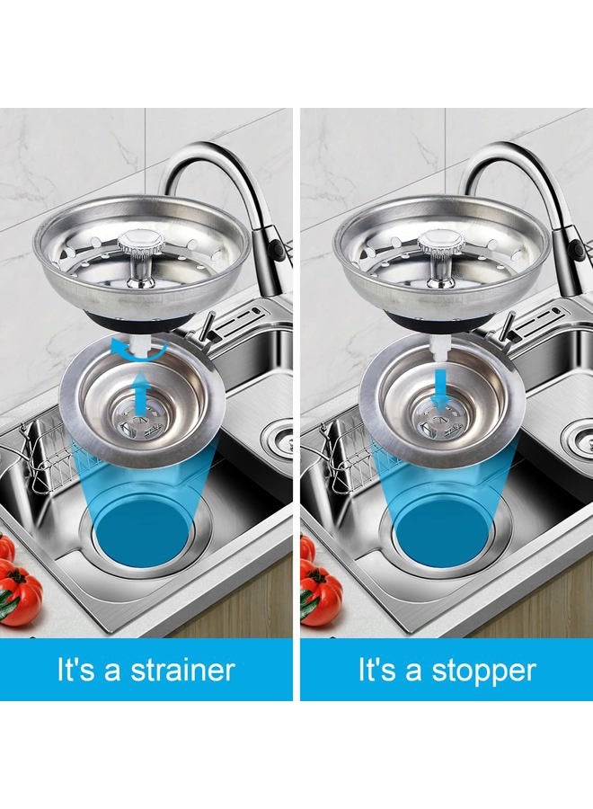 CORNERJOY 2 PCS Kitchen Sink Strainer and Stopper Combo Basket Replacement for Standard 3-1/2 inch Drain,Stainless Steel Basket with Rubber Stopper Bottom - Image 5