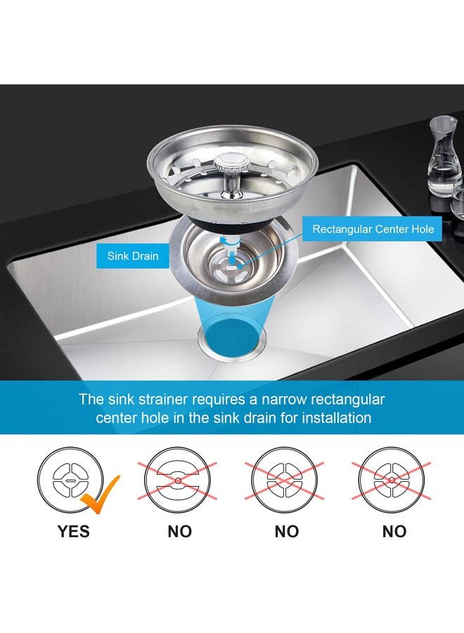 CORNERJOY 2 PCS Kitchen Sink Strainer and Stopper Combo Basket Replacement for Standard 3-1/2 inch Drain,Stainless Steel Basket with Rubber Stopper Bottom - Image 4