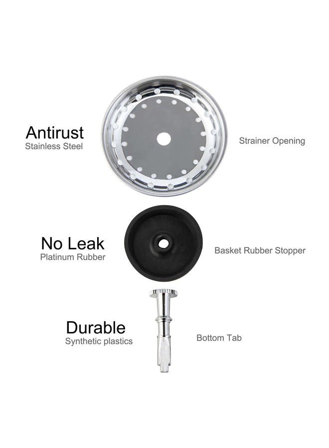 CORNERJOY 2 PCS Kitchen Sink Strainer and Stopper Combo Basket Replacement for Standard 3-1/2 inch Drain,Stainless Steel Basket with Rubber Stopper Bottom - Image 3