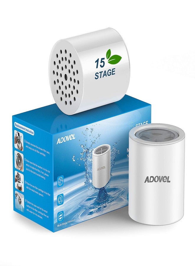 ADOVEL Universal Shower Filter Replacement Cartridge, 15 stage, High Output, With Effective KDF, Vitamin C, Removing Chlorine, Heavy Metals, Sulfur Odor, Pack of 2 - Image 1