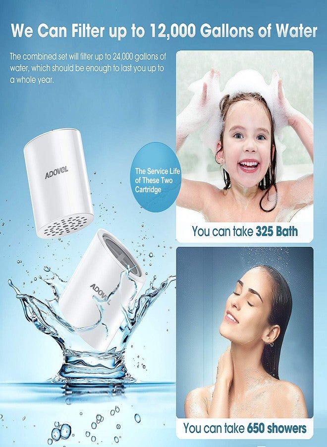 ADOVEL Universal Shower Filter Replacement Cartridge, 15 stage, High Output, With Effective KDF, Vitamin C, Removing Chlorine, Heavy Metals, Sulfur Odor, Pack of 2 - Image 5