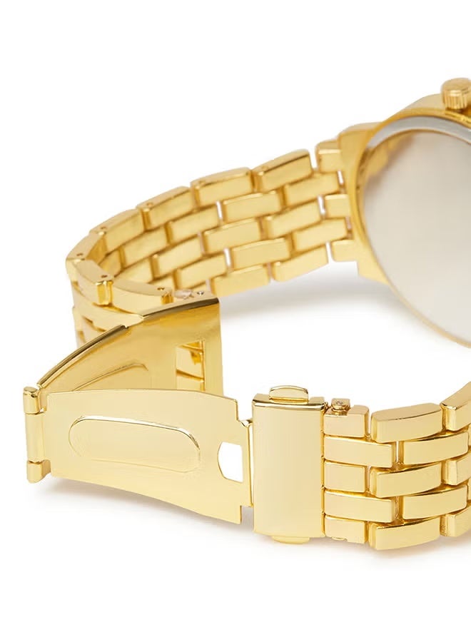 Geneva Elegant women’s wristwatch with analog hands, waterproof design, and a 37mm gold stainless steel strap - Image 4