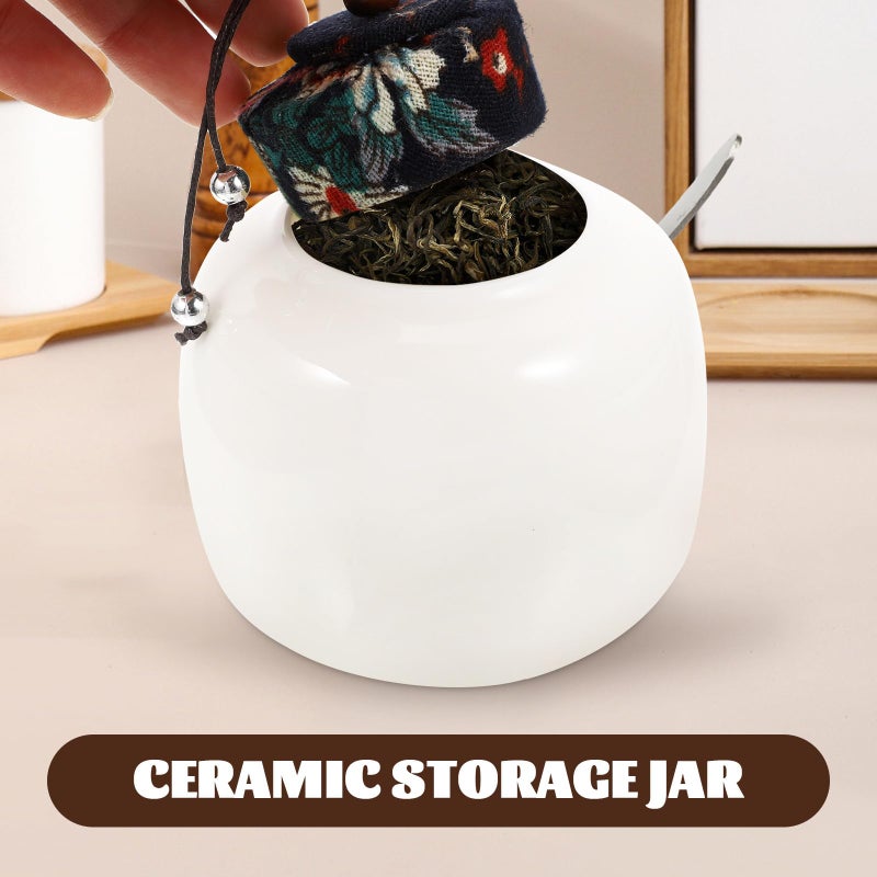 Ceramic Tea Coffee Canister Airtight Seal Storage Jar Small White Kitchen Pantry - Image 5