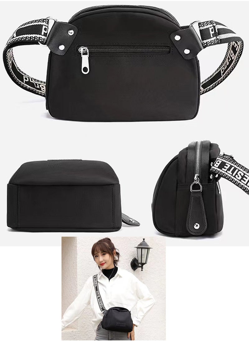 Qiccijoo - Qiccijoo Crossbody Bags for Women, Fashion Shoulder Bags with Adjustable Shoulder Strap,Women Lightweight Resistant Purse with Zipper Pocket(Black) - Image 1