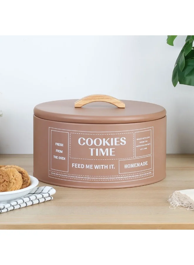 دانوب هوم Danube Home Mocha Food Storage Containter D 22.5 X 14Cm Iron Metal, Rubber Wood Food Storage Food Storage For Home Kitchen Dining - Brown