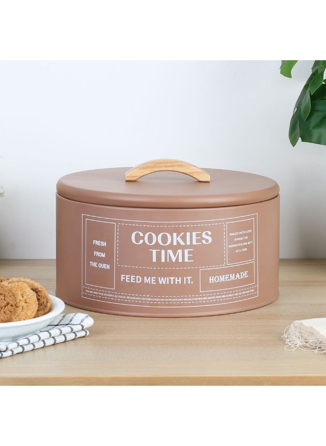 DANUBE HOME Danube Home Mocha Food Storage Containter D 22.5 X 14Cm Iron Metal, Rubber Wood Food Storage Food Storage For Home Kitchen Dining - Brown  - Image 1