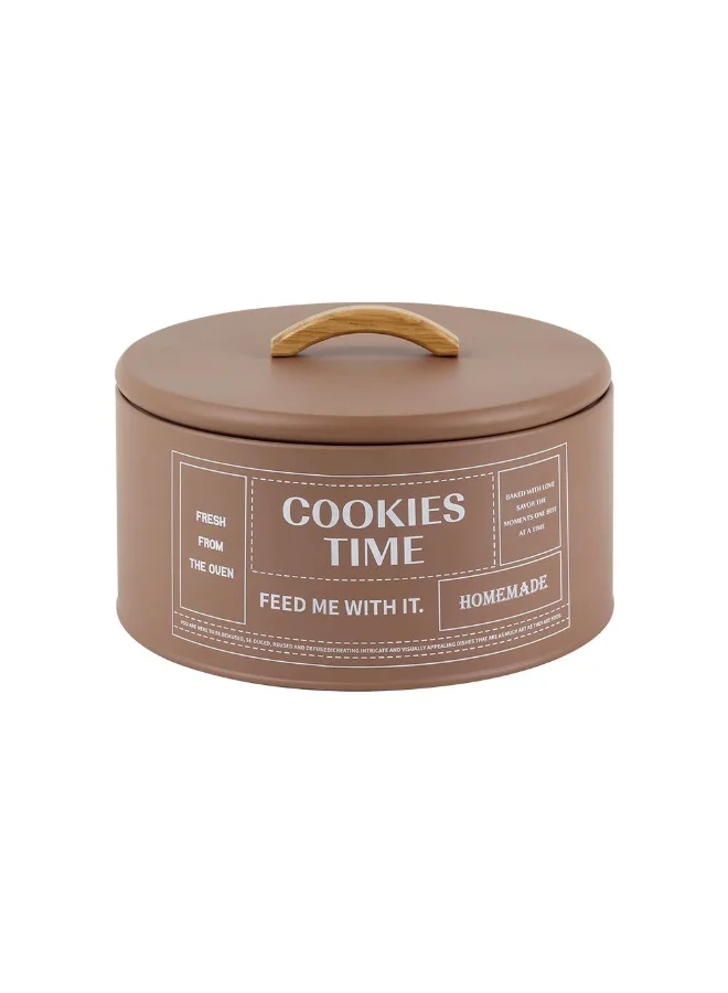 دانوب هوم Danube Home Mocha Food Storage Containter D 22.5 X 14Cm Iron Metal, Rubber Wood Food Storage Food Storage For Home Kitchen Dining - Brown