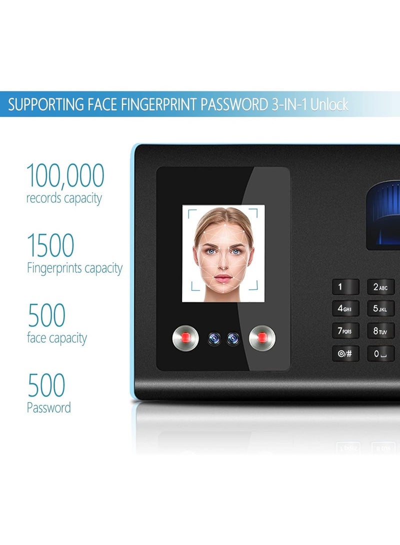 🏢 Advanced Time Attendance System (3-in-1): Face Recognition (Infrared) + Fingerprint + Password - 0.5s Quick Check-in - Employee Schedule Management via USB - Image 2