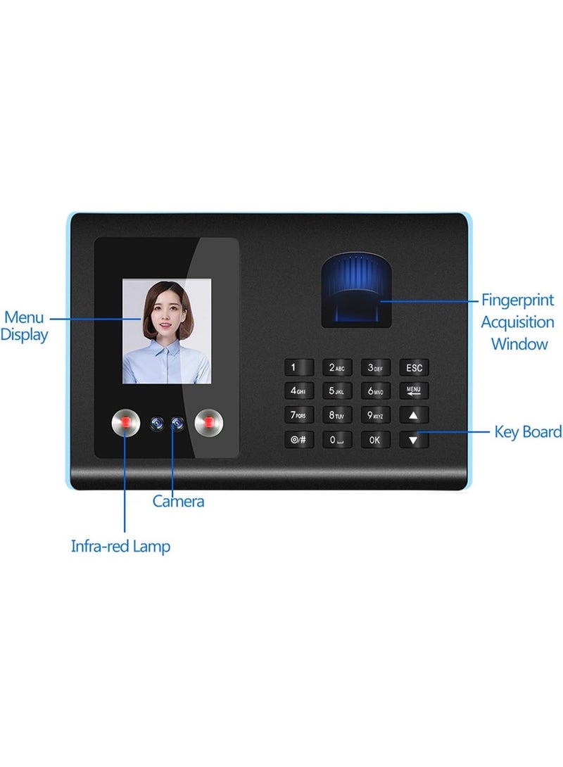🏢 Advanced Time Attendance System (3-in-1): Face Recognition (Infrared) + Fingerprint + Password - 0.5s Quick Check-in - Employee Schedule Management via USB - Image 3