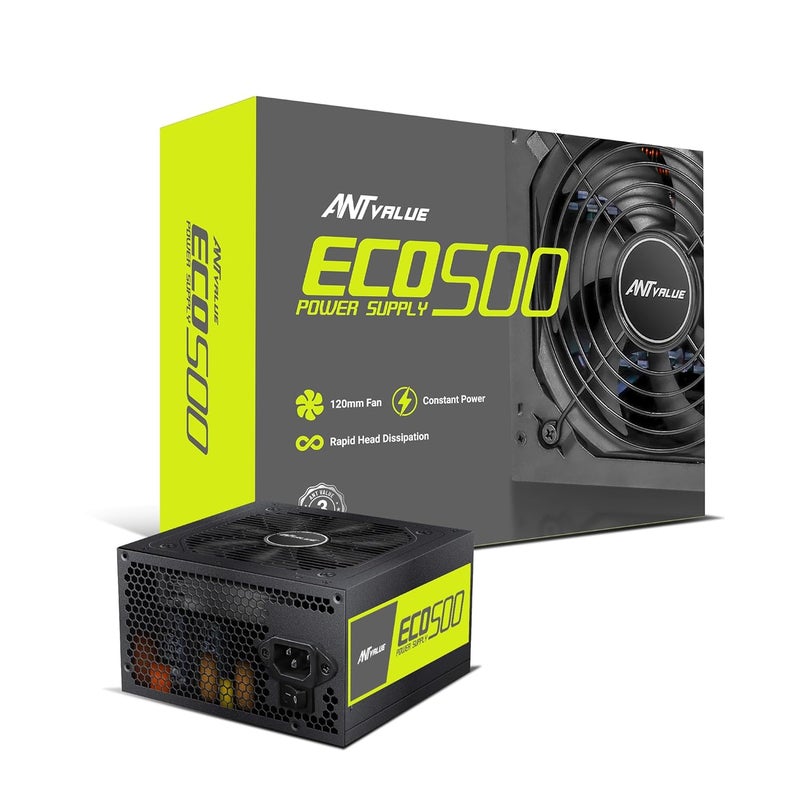 Ant Value ECO500 Non Modular Gaming Power Supply/PSU for PC - Image 1
