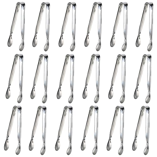 Sunenlyst 18PCS Mini Tongs for Appetizers, 5Inch Serving Tongs, Ice Tong Appetizer Tong, Small Tongs for Serving Food, Kitchen Utensils for Sugar Cubes, Coffee, Charcuterie Board (Silver-18pcs) - Image 1