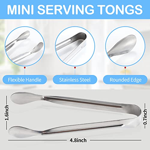 Sunenlyst 18PCS Mini Tongs for Appetizers, 5Inch Serving Tongs, Ice Tong Appetizer Tong, Small Tongs for Serving Food, Kitchen Utensils for Sugar Cubes, Coffee, Charcuterie Board (Silver-18pcs) - Image 2