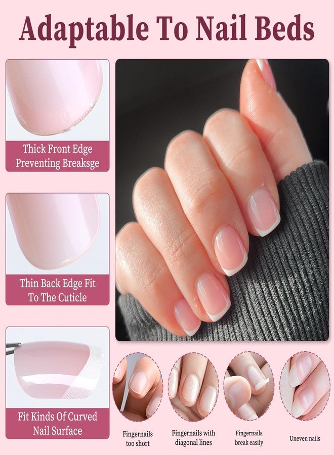 Lifextol 120PC White French Tip Press on Nails Short Fake Nails Press ons with 5*Adhesive Tabs, Pink Square Acrylic Nail Press on Nail French Tip Nails False Artificial Fingernails Stick on Nails-M - Image 5