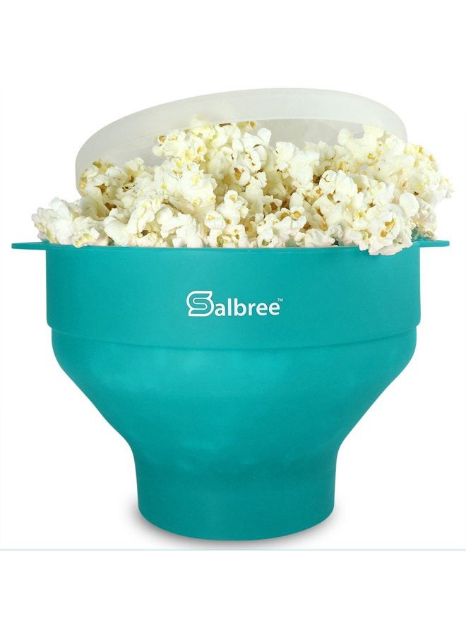 Salbree The Original Microwave Popcorn Popper, Silicone Popcorn Maker, Collapsible Microwavable Bowl - Hot Air Popper - No Oil Required - The Most Colors Available (Aqua) - Image 1