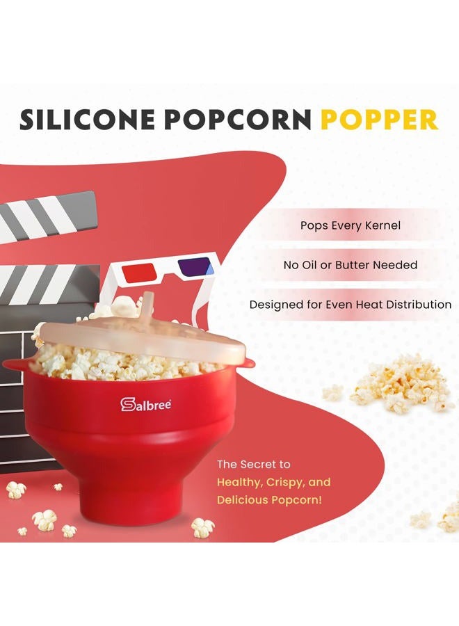 Salbree The Original Microwave Popcorn Popper, Silicone Popcorn Maker, Collapsible Microwavable Bowl - Hot Air Popper - No Oil Required - The Most Colors Available (Aqua) - Image 2