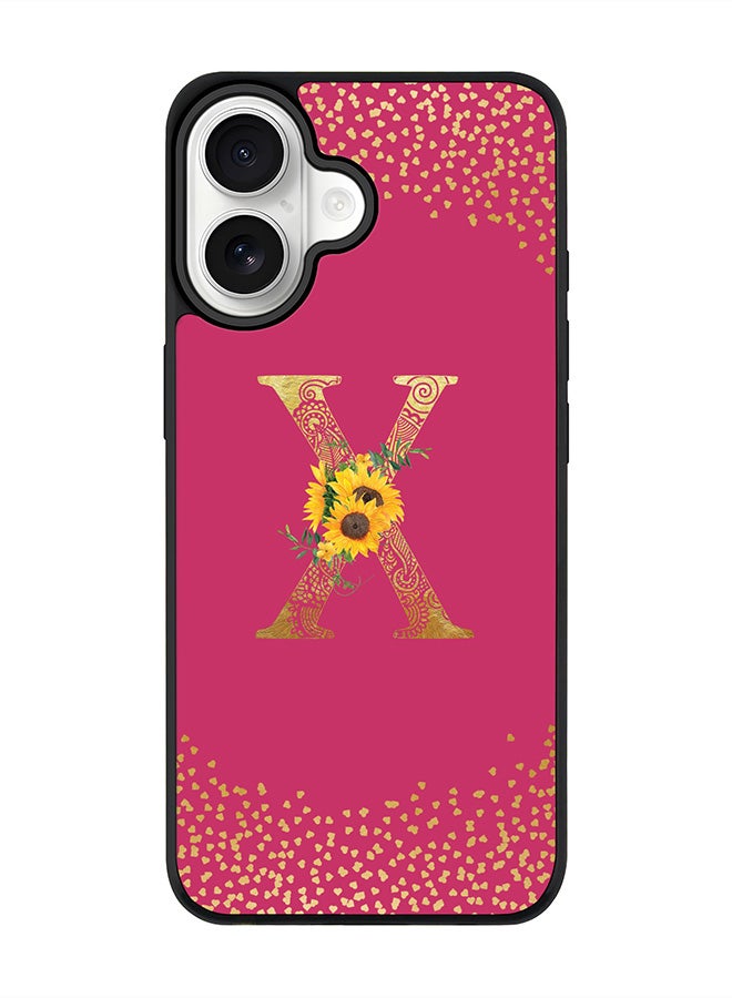 Stylizedd iPhone 17 Case, [Compatible with MagSafe] Slim Magnetic cover Phone Case iPhone 17 -Custom Floral Monogram - X ( Deep Pink ) - Image 1