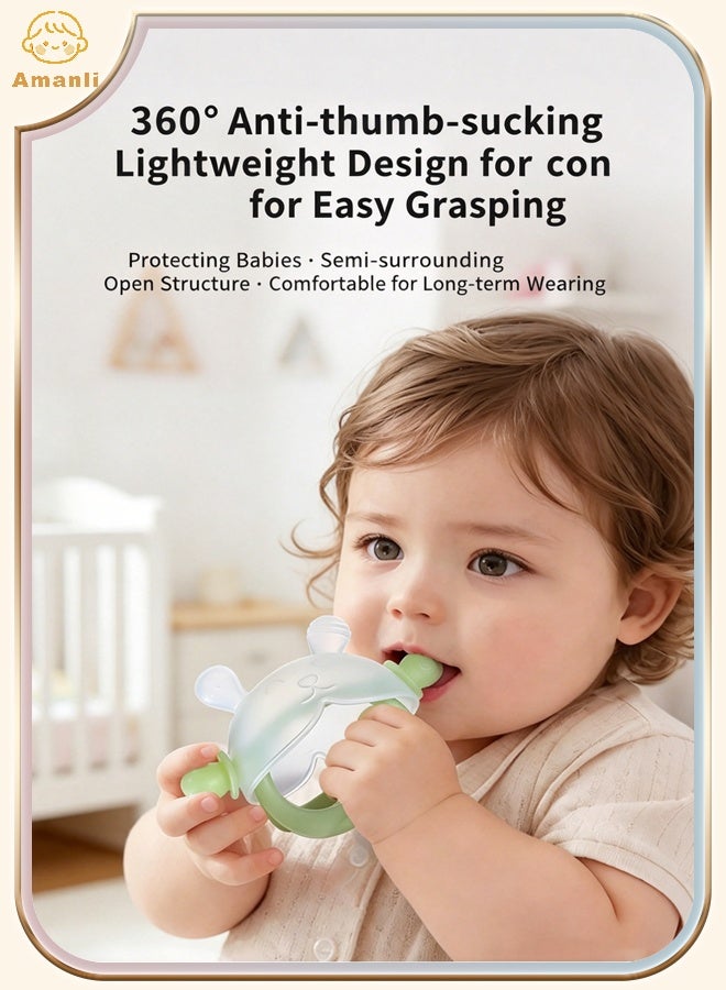 Amanli Baby Teether Toys ,Teething Toys, Food Grade Silicone Baby Teething Toys, Organic Teether, Soft and Safe to Chew, Pain Relief for Babies, Soothing Chew Toys, Boilable Liquid Silicone Toys, Suitable for Little Boys and Little Girls (Green) - Image 1