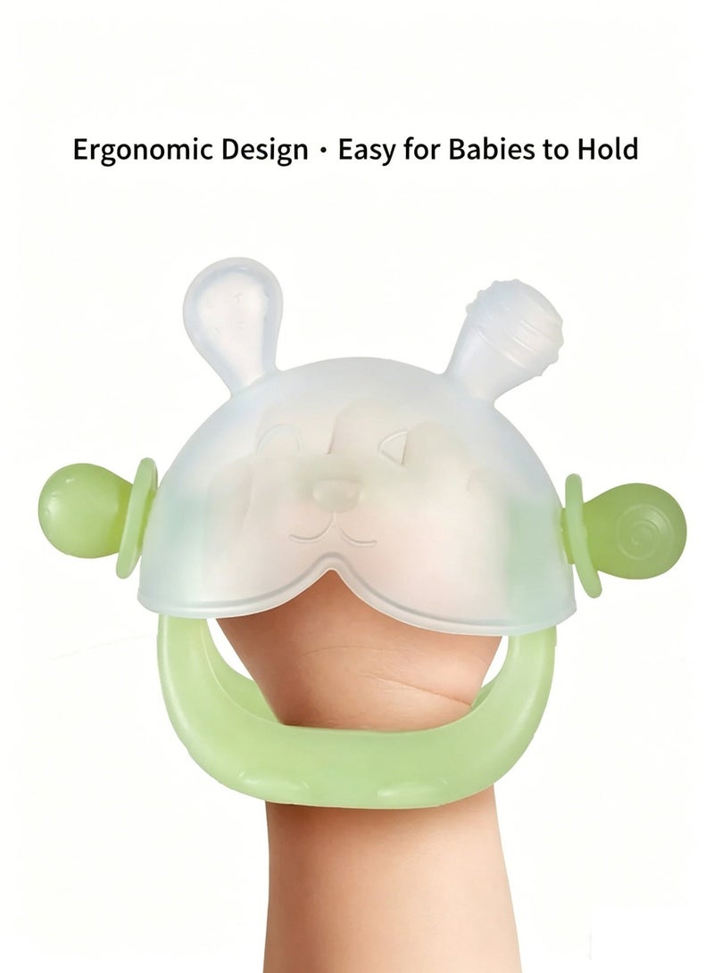 Amanli Baby Teether Toys ,Teething Toys, Food Grade Silicone Baby Teething Toys, Organic Teether, Soft and Safe to Chew, Pain Relief for Babies, Soothing Chew Toys, Boilable Liquid Silicone Toys, Suitable for Little Boys and Little Girls (Green) - Image 2