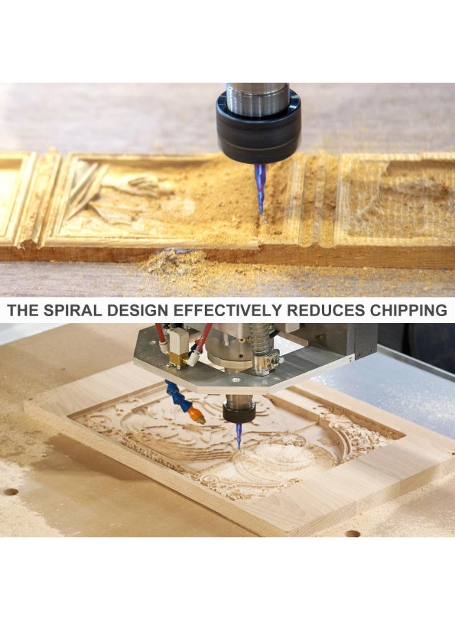 Tapered Ball Nose Router Bit 1/4" Shank, 1/8" Tip Diameter 1/16" Radius, 3.6 Degree, Solid Carbide CNC End Mills for Wood 2D/3D Milling Engraving Carving - Image 3