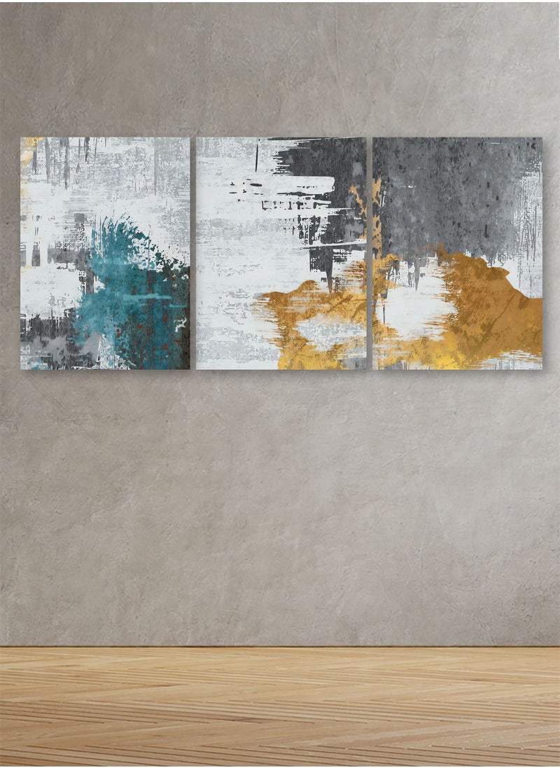 ماركتنا لوحة جدارية فنية لتزين الحائط بتصميم تجريدي ، ثلاث قطع ،مقاس120X60سم  - Image 1