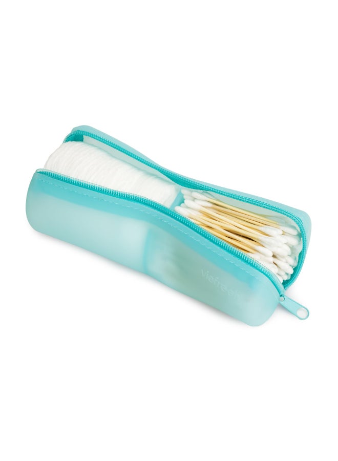 Visfresh Cotton Round Swab Travel Case 2 in 1 Portable Hair Accessories Organizer Hair Tie and Bobby Pin Holder Travel Qtips Case Purse Organization Floss Holder Blue - Image 2