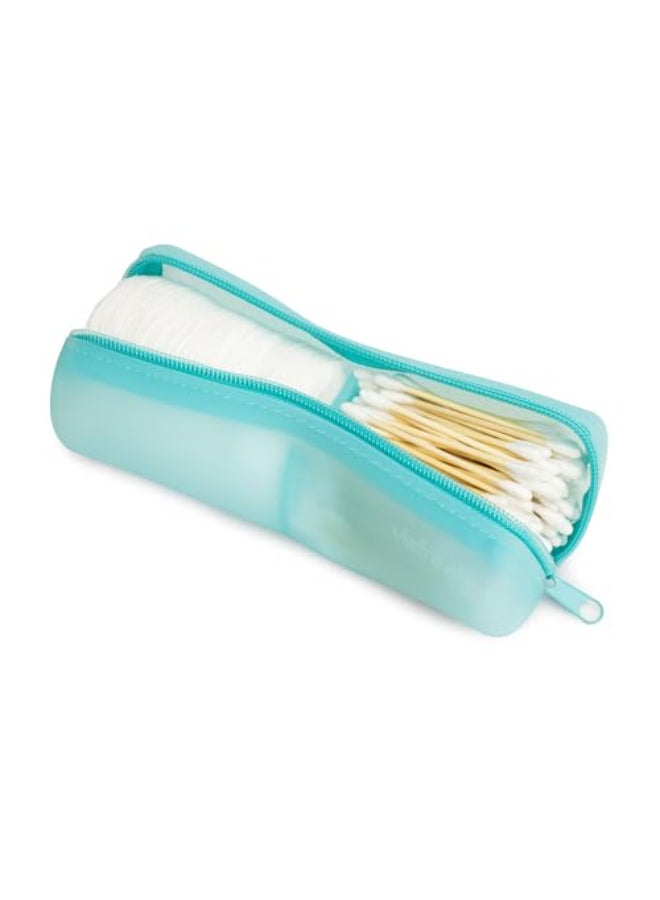 Visfresh Cotton Round Swab Travel Case 2 in 1 Portable Hair Accessories Organizer Hair Tie and Bobby Pin Holder Travel Qtips Case Purse Organization Floss Holder Blue - Image 1