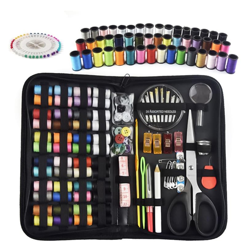 Gemsy Premium Sewing Kit Box for All Sizes Tailoring Tools Combo with Accessories Scissors Thread Needles Inch Tape Sui Dhaga Portable Stitching Items Box for Home Multipurpose Travel DIY SK172