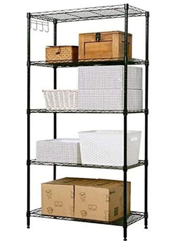 BLOOMING TIME - 5-Tier Wire Storage Shelving Rack Heavy Duty Metal Organizer with Leveling Feet Adjustable Shelves for Home, Bathroom, Kitchen, Office, Garage Storage 150 x 55 x 30cm - Image 1